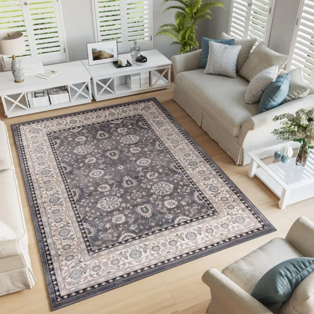 Tapiso Colorado Vloerkleed Grijs Modern Oosters Bloemen Tapijt Grijs Beige