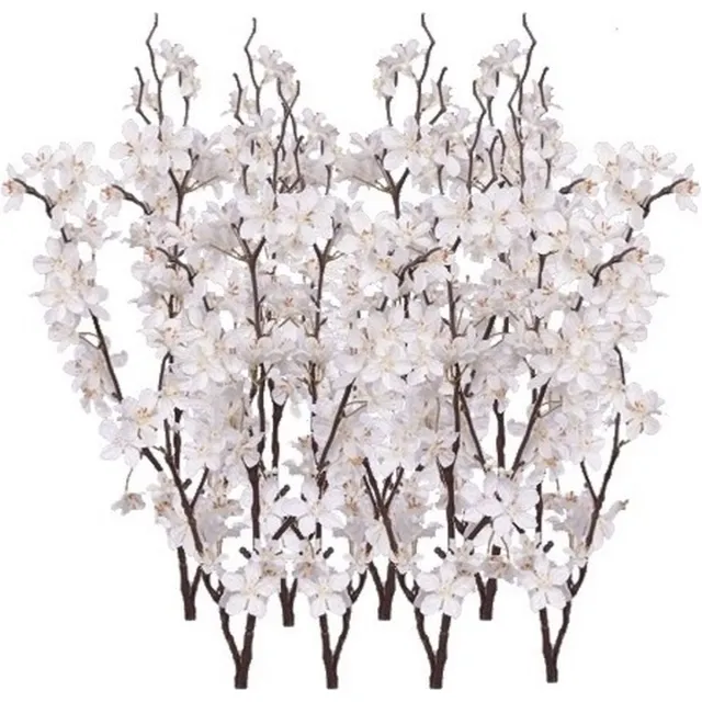 Bellatio Flowers & Plants Witte appelbloesem - 8x - kunstbloem/tak - 57 bloemetjes - 84 cm - nepbloemen - kunstbloemen