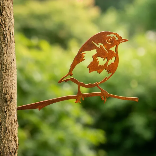 Lifestaal Metalbird Roodborstje - Tuindecoratie buiten - Cortenstaal - 25x13cm - Lifestaal Cortenstaal | Roodborstje