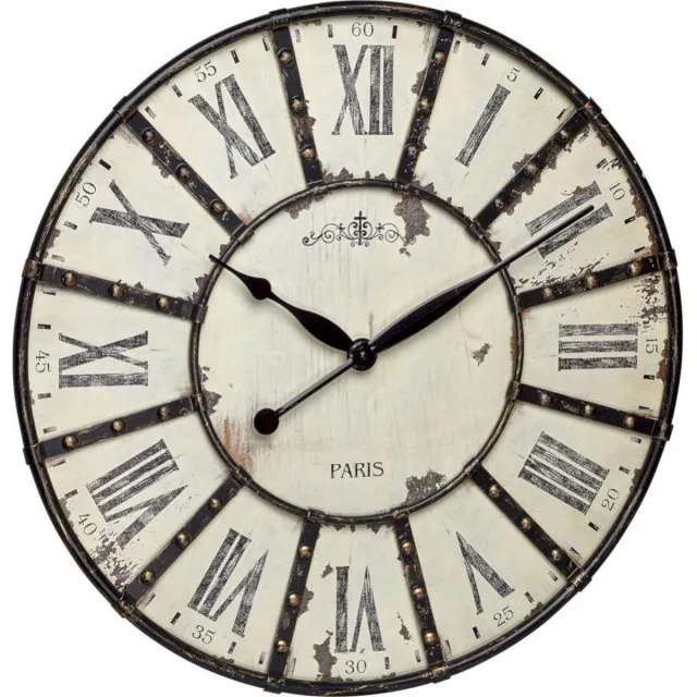 TFA Dostmann TFA - Analoge XXL Wandklok VINTAGE 60.3039.02 - weiß Zwart