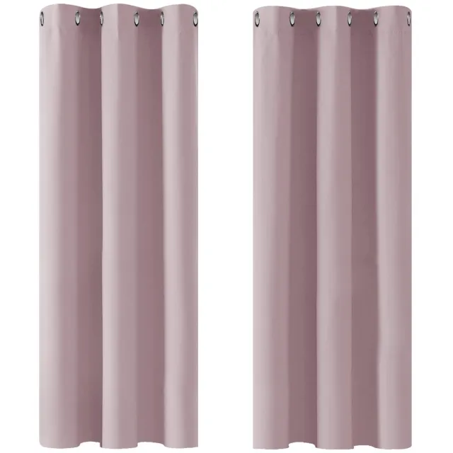 Ibenzoa Verduisterende Gordijnen met Ringmontage, 138x107cm, Roze, Set van 2 lichtroze