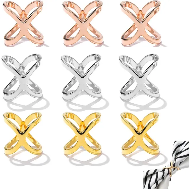 Ibenzoa Elegante Set van 9 Servetringen voor Feestelijke Tafeldecoratie goud zilver rozegoud