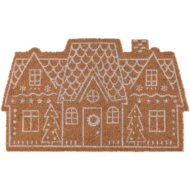 4Living Kokosmat met motief van een huisje, 45 x 75 cm Bruin