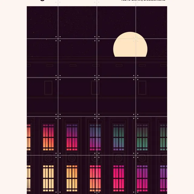 IXXI Berghain neon, Florent Bodart - 80 x 100 cm - Grote wanddecoratie en posters - Grafisch Ontwerp, Minimalisme, Illustraties, Digitale Kunst Donkere tinten / Paars