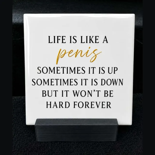 Happening creations Grappig tegeltje - Life is like a penis - humor cadeau wit,goud