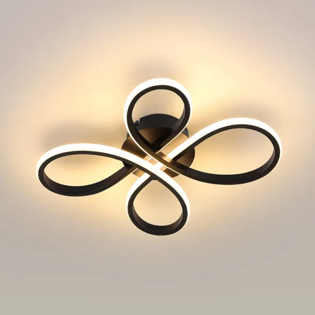 Lemonmax LED plafondlamp 23 W met decoratief lusdesign, warm wit licht 3000 K, 40 x 35 cm, metaal en siliconen - Zwart