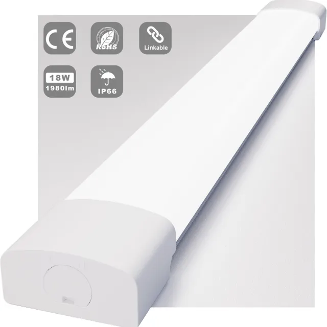 MODLICHT LED Batten 60 cm 18W 5000K 2000LM - Daglicht wit - LED TL Armatuur - Voor werkplaats, schuur en als onderbouwverlichting
