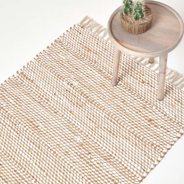 Homescapes Chindi vloerkleed Horizon 120x170 cm – handgeweven patchwork vloerkleed in natuurlijke kleur Zilver Wit