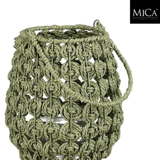 Mica Decorations Yodi lantaarn groen - H25 x Ø23,5 cm