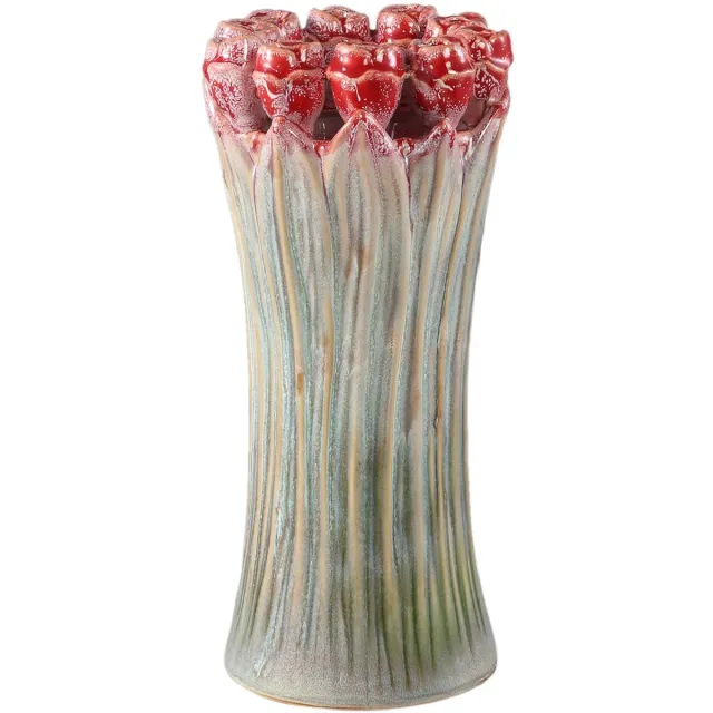 PTMD Vaas Tulips - Groen - 16x16x33cm