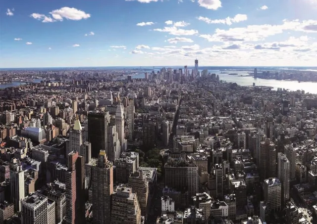 Linea Hogar 1x Zelfklevende poster Manhattan | 200x140cm | Skyline Manhattan Blauw