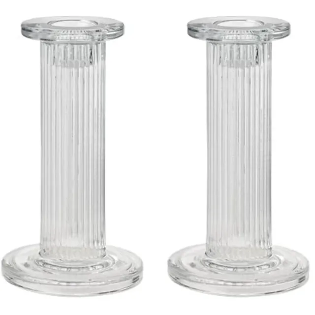 Stelton Pilastro kandelaar H13cm D7cm set van 2 helder glas