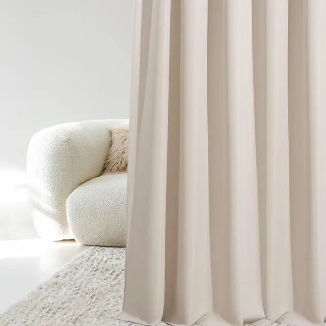 Unyqoos Lichtbeige gordijn met plooiband voor woonkamer en slaapkamer, 140x250 cm