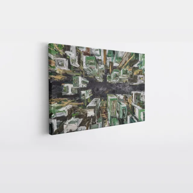 Saammp Canvas Schilderij - Gebouwen - Abstract - 45x30 - Foto op canvas - Wanddecoratie - Muurdecoratie Woonkamer - Slaapkamer decoratie - Canvas Print Multicolor