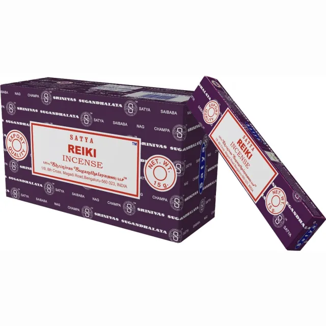 Satya Reiki wierookstokjes - doos met 12 pakjes van 15 gram Bonte kleuren