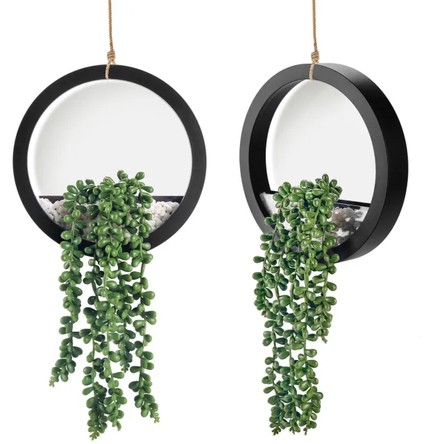 Unyqoos Set van twee decoratieve kunstplanten voor binnen en buiten met parelsnoer Groen