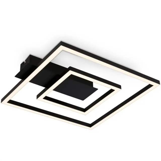 B.K.Licht BRILONER - LED Plafonniere - frame plafondlamp - zwart met hout - warm wit licht 3.000 K - 22W - 32x30 cm