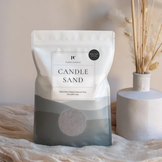 PureWorld PureCandle Kaarsenzand met Lonten – Grijs – 450g (740ml) – 30 Lonten – Navulbare Set voor Decoratieve Kaarsen - Kaarspoeder - Origineel en Leuk Cadeau - Poederkaars - Kaars parels Grijs (Stone Grey)