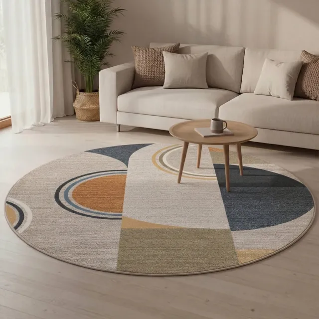 Fraai Rond wasbaar vloerkleed - Misha Blocks Multicolor - Ø 230cm
