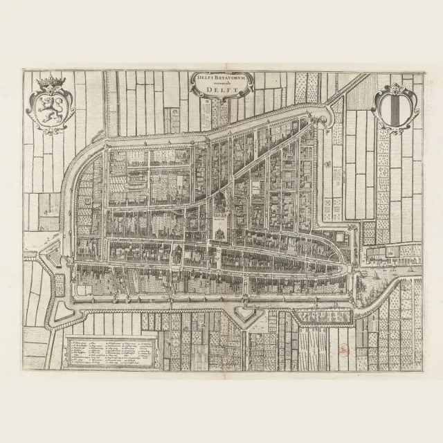 Esque Poster Historische Oude kaart Delft 1652 Stadsplattegrond - Large 50x70 - Antieke Plattegrond Losse Poster