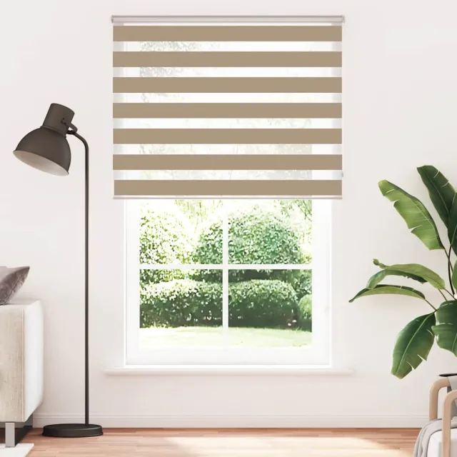 vidaXL Zebra Blind 140x200 cm stofbreedte 135,9 cm polyester zandbruin