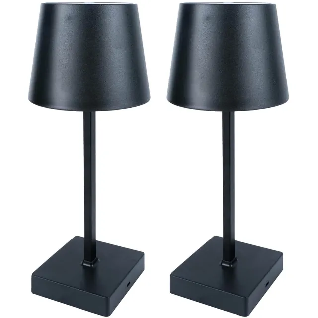 Benson LED tafellamp - 2x - zwart - aanraaksensor - aluminium - 26 cm