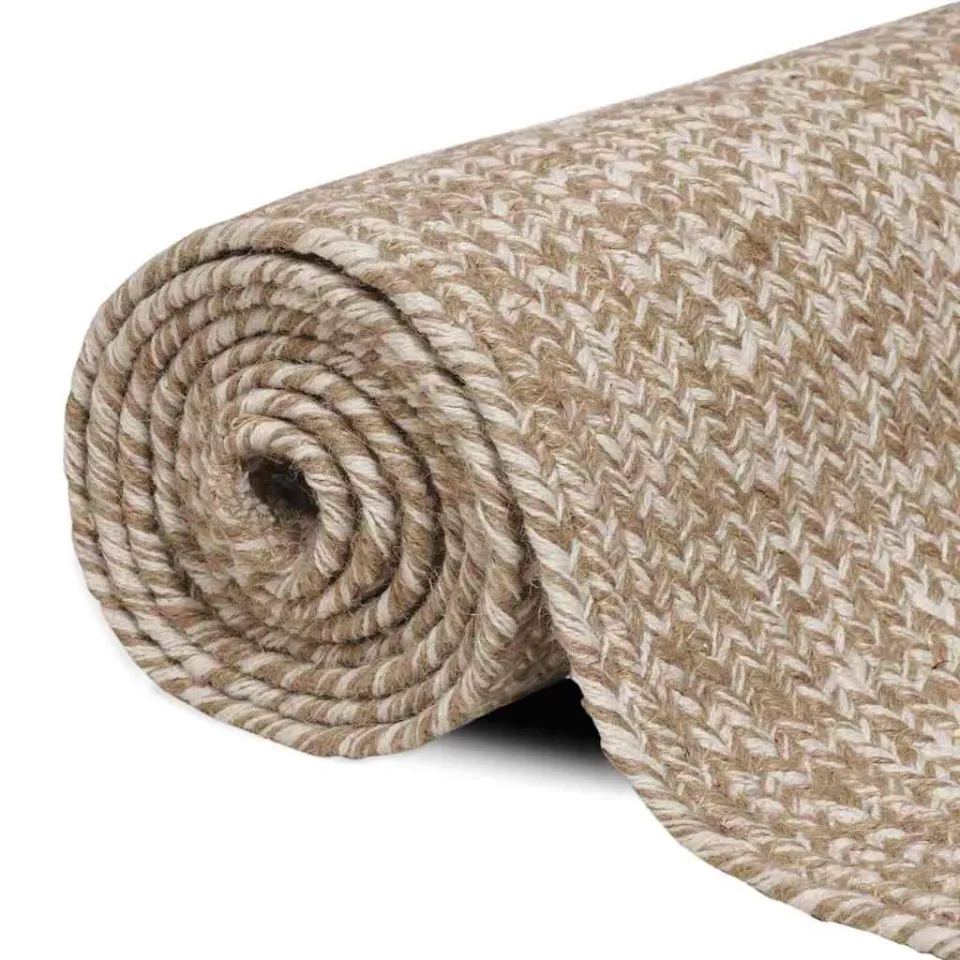 vidaXL Gebied Tapijt Natuurlijk en Wit 80 x 200 cm Jute, foto 2