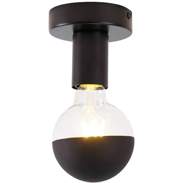 QAZQA facile - Moderne LED Plafondlamp - 1 lichts - Ø 100 mm - Zwart - Woonkamer | Slaapkamer | Keuken Zwart LED