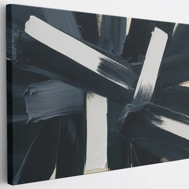 Saammp Canvas Schilderij - Witte strepen - Abstract - 40x30 - Foto op canvas - Wanddecoratie - Muurdecoratie Woonkamer - Slaapkamer decoratie - Canvas Print Multicolor