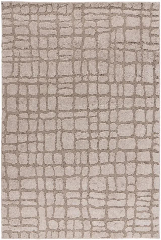 Padiro stijlvol laagpolig vloerkleed 200 x 290 cm - donkerbeige - abstract boho-ontwerp - voor vloerverwarming - van polyester en jute