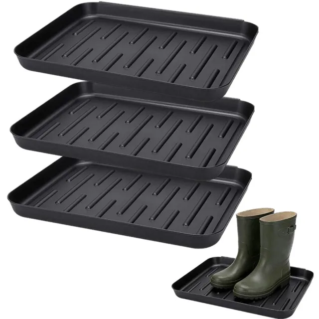 Famanu 3 stuks schoenenafdruipbak, klein, 35 x 27 x 2,5 cm, schoenenbak, afdruipbak, schoenenrek, hal, multifunctionele afdruipmat, schoenen voor laarzenrek, hondenbak, plantenbak, verfbak wit