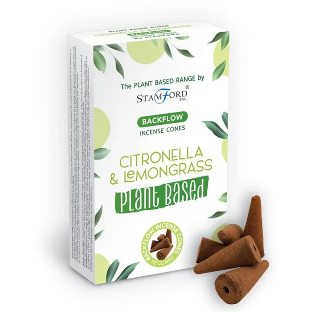 Stamford 2x Stamford Citronella & Lemongrass Backflow Wierookkegels (Plant Based Range) - Citroen wierook - Muggen weghouden bruin