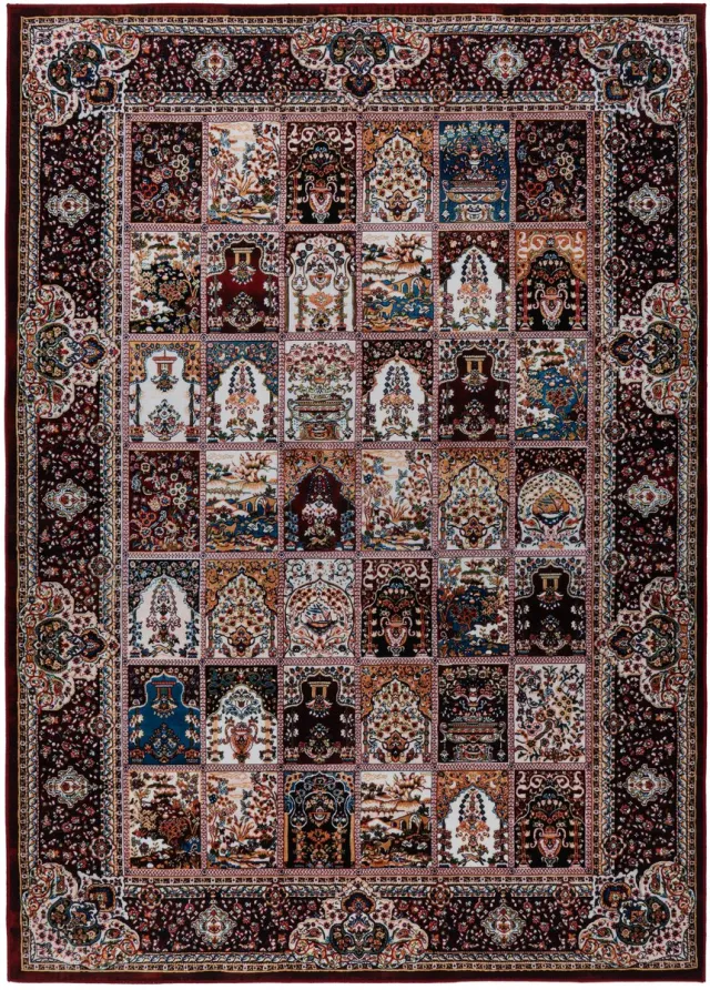 Padiro elegant laagpolig vloerkleed - bordeaux - vintage patroon - voor vloerverwarming - van polyester rood