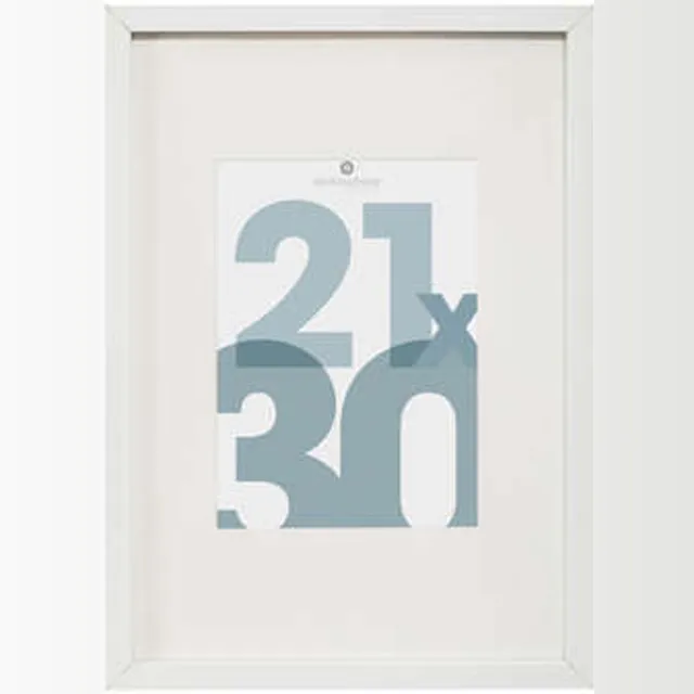 Atmosphera Fotolijstje Manu - met passe partout - voor een foto van 21 x 30 cm - wit - MDF/Glas - Klassieker