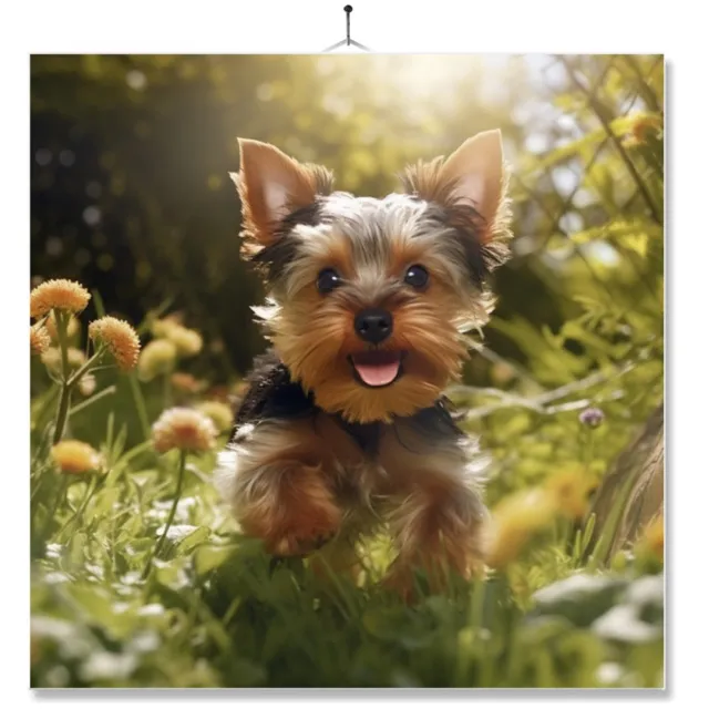 MC Living Tegel Met Opdruk | Geschenk | Puppy In De Tuin | Yorkshire Terrier Ontwerp 2