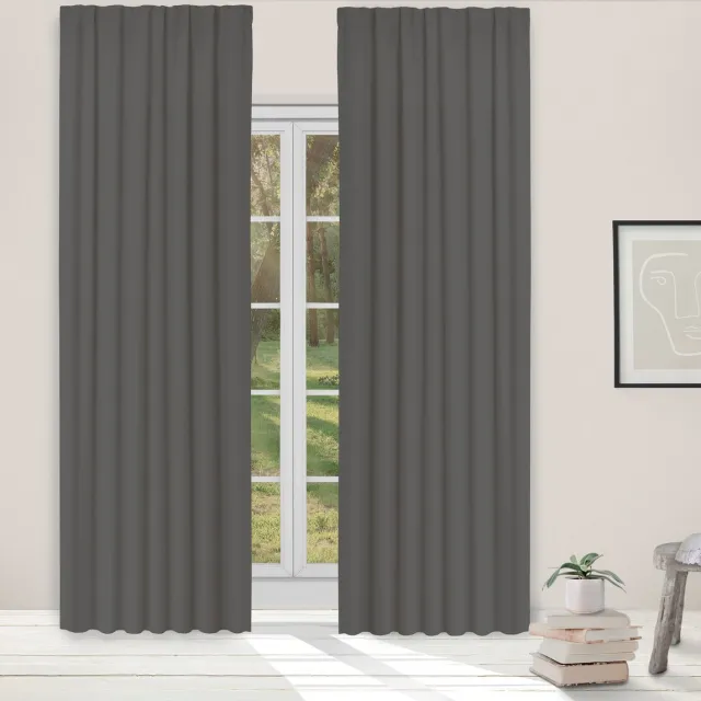 Light Guard 1x kant-en-klaar gordijn - verduisterend - isolerend - geluiddempend - met haken - 140x280cm - iron donkergrijs