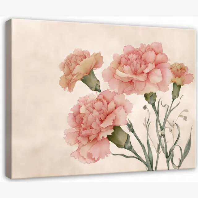 WALLARENA Schilderij op canvas - 120x80 cm - abstracte anjers en rozen - wanddecoratie woonkamer en slaapkamer Veelkleurig