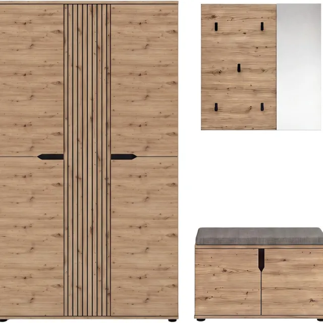 Furnilux Garderobecombinatie Keno met zitkussen, Artisan Eiken, 199 cm Artisan Eiche Nachbildung