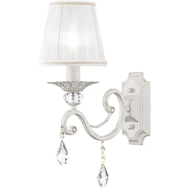 Maytoni wandlamp Grace E14 – vintage wandlamp met kristallen en organza kap Wit
