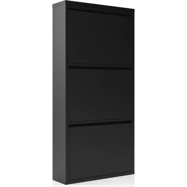 CEHA HOME Metalen Schoenenkast Bodi – 3 Vakken – Zwart – Voor 6 Paar Schoenen