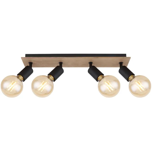 Globo Lighting Plafondlamp Plafondspot Spotlamp Eetkamerlamp Woonkamerlamp Ganglamp, metaal hout bruin zwart, 4 vlammen Spots beweegbaar, L 49 cm