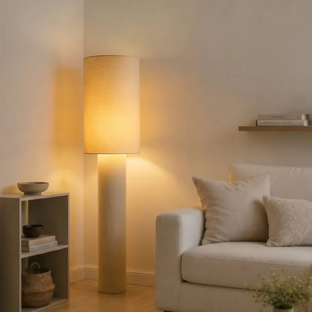 NOUS Living vloerlamp Daniel (Ø40x150 cm) Naturel/lichtgeel