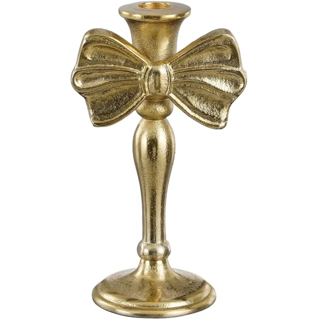 Mica Decorations Kandelaar met Strik - L11 x B8 x H20 cm - Aluminium - Goud