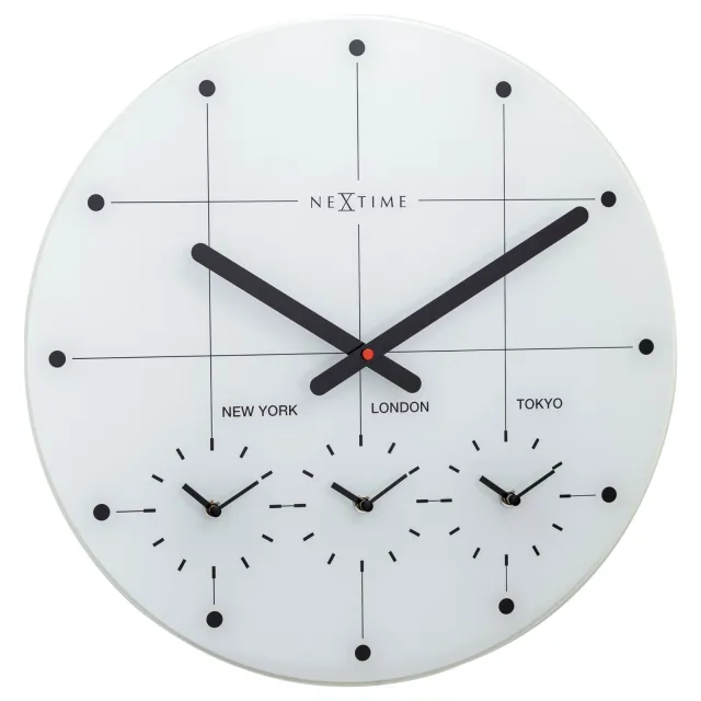 NeXtime Wandklok 43cm - Stil - Glas - "Big City" Wit