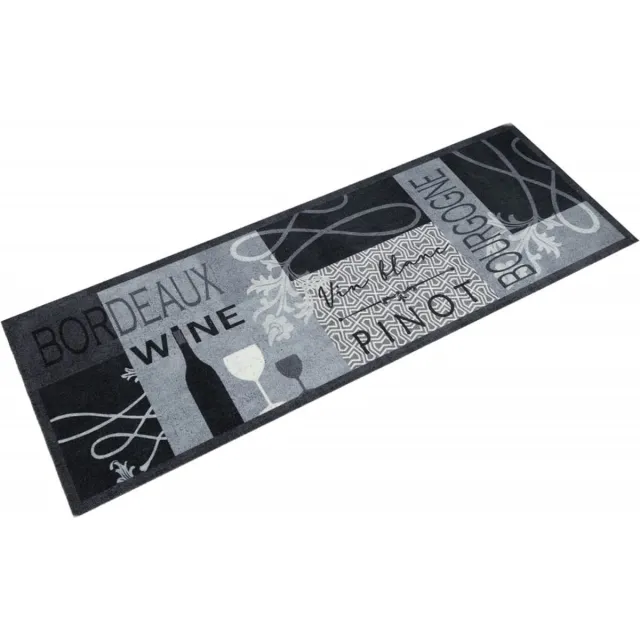vidaXL Keukenmat - wasbaar - wijnprint - 60x180 - cm - fluweel - grijs