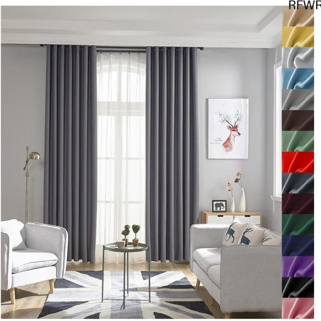 RFWR 100% Verduisterende Gordijnen 140 x 80 cm - Dubbellaags, Isolerend, Geluiddempend, Voor Slaapkamer en Kantoor - Donkergrijs
