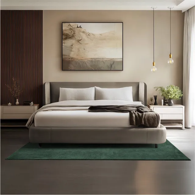 Tectake Kortpolig Vloerkleed - 140 x 200 cm - Groen - 1630 g/m² Poolgewicht - Tapijt voor Woonkamer, Slaapkamer, Eetkamer - Onderhoudsvriendelijk en Wasbaar - Antislip Ondertapijt - Allergievriendelijk - Diverse maten en kleuren