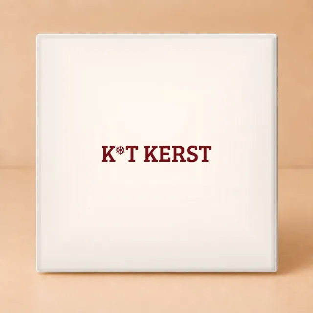 Bedruk King Grappige 'K*T KERST' Tegel – Humoristische Kersttegel voor Kerstliefhebbers en Fans van Feestdagen Humor - 15 x 15 cm Wit