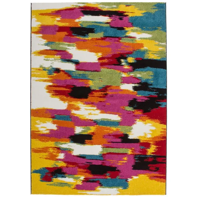Padiro design laagpolig vloerkleed 80 x 150 cm - terracotta - modern abstract ontwerp - voor vloerverwarming - van polypropyleen en jute