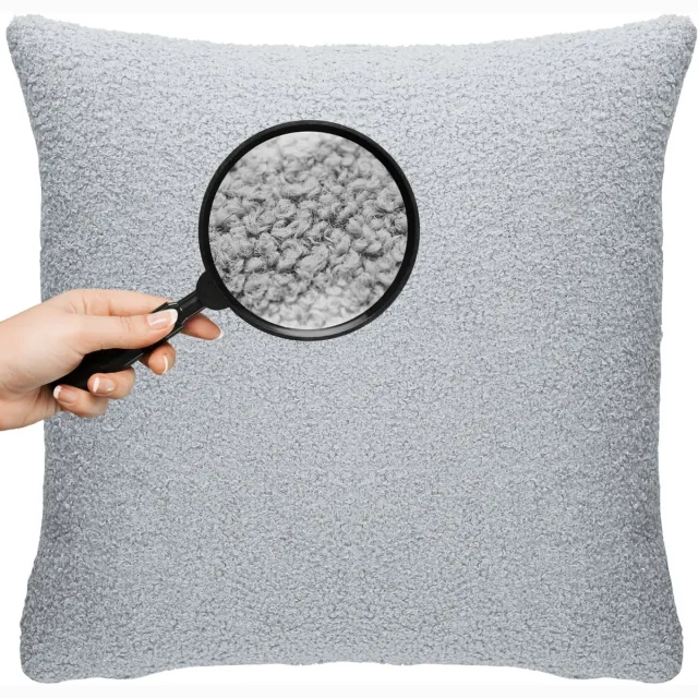 Cohoso Sierkussen 60x60 cm - Semmi Licht Grijs - Teddy Bouclé - Inclusief binnenkussen - Extra GROOT Licht Grijs 60x60